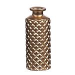 Flaschenvase EMANUELA aus Glas, Rautenmuster, gold-metallic, 13,2cm, Ø5,2cm