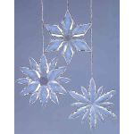 Akrylový závěs sněhová vločka WOLFGANG, 3 kusy, průhledný, Ø11-12cm