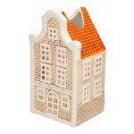 Deko Haus Blumenvase HOMEN mit Motiv, Keramik, beige-orange, 11,5x10,2x22cm