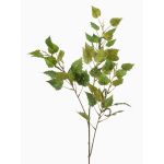 Dekorativní větev břízy NERIS s květy, zelená, 95cm