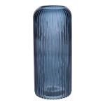 Váza na květiny ALBURGIS s drážkami, sklo, modro-čiré, 20cm, Ø8,7cm