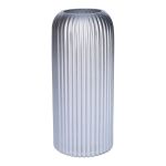 ALBURGIS váza na květiny s drážkami, sklo, stříbrno-kovová, 20cm, Ø8,7cm