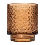 Votivní sklenice ROXANA s podstavcem, vzor, čirá-žlutá, 8cm, Ø7cm