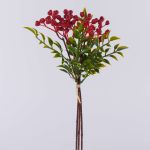 Plastová jeřabinová větev ELNATAN ve svazku, ovoce, červená, 30cm