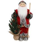 Nikolaus Figur HENNING, Weihnachtsbaum, Holzstab, rot-grau, 24x14x45cm