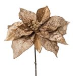 Sametová poinsettie PLINTY, zlatá, 55cm