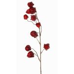Umělá větvička physalis AINOS, plody, třpytky, vínová, burgundská, 80cm