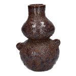 Flaschenvase HANS aus Keramik, mit Struktur, braun, 20,5cm, Ø13,2cm