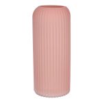 ALBURGIS váza na květiny s drážkami, sklo, tmavě růžová matná, 20cm, Ø8,7cm