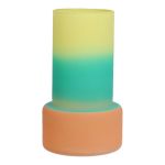 Dekorativní váza NULAILA, sklo, žlutá-tyrkysová-meruňková-matná, 17 cm, Ø 10 cm