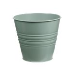 MICOLATO kulatý zinkový květináč s drážkami, nefritově zelený, 16cm, Ø18,5cm