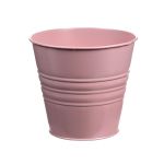 Runder Zinktopf MICOLATO mit Rillen, rosa, 12cm, Ø13,5cm