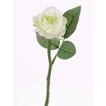 Textilní květina růže GABI, krémovo-zelená, 30cm, Ø6cm