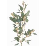 Umělá větev eukalyptu COBAR s květinami, crossdoor, zelená, 65cm, Ø1,5cm