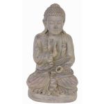 Šedá dekorační figurka Buddhy SHANTA, sedící a meditující, 45cm