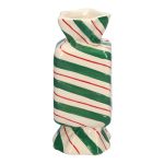 Rohová váza na květiny Bonbon AMIEL z keramiky, s diagonálními čarami, zeleno-červeno-bílá, 6,5x6,5x15cm