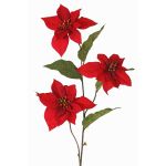 Sametová větev poinsettia TONZI, červená, 80cm, Ø15cm