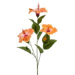 Umělá větev ibišku AMADOU s květy, oranžová, 80cm