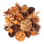 Herbstliches Potpourri YIDU, Tannenzapfen, Trockenzweige, braun-orange-grün, 250g