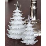 Akrylový přívěsek jedle RION s hvězdou, třpytky, bílo-stříbrná, 12cm, Ø9cm