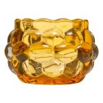 Kugel Kerzenglas PETRONA mit Punkte Relief, gelb-klar, 8,5cm, Ø12cm
