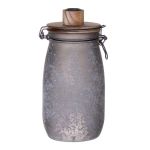 Drahtbügelglas ANNEDORE mit Stabkerzenhalter, Frost-Optik, grau, 24,5cm, Ø11,5cm