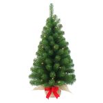 Plastový vánoční stromek WARSCHAU, jutový pytel béžová, LED diody, 90cm, Ø50cm