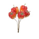 Umělá zeleninová paprika TESSY s drátkem, 6 kusů, oranžová, 3 cm, Ø2,7 cm