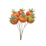 Umělé zeleninové cherry rajče THIENO s drátkem, 6 kusů, červeno-zelené, 2,7 cm, Ø3,2 cm