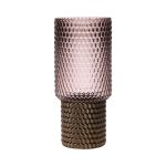 Skleněná váza MARICHU se strukturou, zlato-růžovo-čirá, 27cm, Ø12cm
