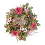 Umělý podzimní věnec SABINE, gerbera, růžový, Ø30cm