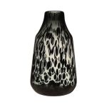 Skleněná láhev RUSSELL, leopardí vzor, černo-béžovo-čirá, 30cm, Ø17,5cm