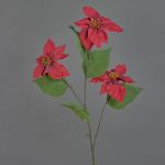Sametová větev poinsettia TONZI, červená, 80cm, Ø14cm