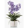 Umělá orchidej Vanda PAVRA v keramickém květináči, kořeny, fialovo-bílá, 60cm