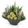 Umělé sukulenty/kaktusy JODA, v dekorační míse, zelená, 40cm
