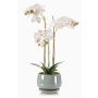 Umělá orchidej Phalaenopsis JOLANA v keramickém květináči, bílá, 45cm