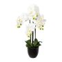 Umělá orchidej Phalaenopsis UKERNA v květináči z pryskyřice, bílá, 70cm