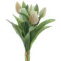 Umělá kytice tulipánů mix LONA, žluto-krémovo-zelená, 30cm, Ø20cm
