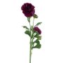 Umělý květ ranunculus PROTO, tmavě fialový, 65cm