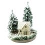 Dekorativní světelný domeček SEWARD, zasněžená krajina, jedle, LED diody, bílo-zelený, 25cm, Ø20cm
