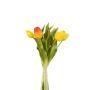 Kytice umělých tulipánů LEANA, žlutá-zelená-oranžová, 30 cm, Ø 20 cm