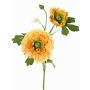 Umělý ranunculus SAGARA, žlutooranžový, meruňkovo-zelený, 45cm, Ø5-9cm