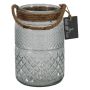 Svíčková sklenice OPALUS s provázkem, kosočtvercový vzor, čirá, 19 cm, Ø 12 cm