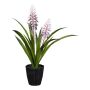 Dekorativní květina lilie na baterky HARFA v dekorativním květináči, fialová, 45cm
