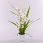 Umělá orchidej oncidium SHANIA, keramický květináč, bílo-hnědá, 50cm