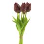 Umělý svazek tulipánů LETISIA, tmavě fialový, 25cm