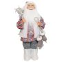 Dekorativní figurka Santa Clause ABENZIO, brusle, pytel s dárky, bílo-šedo-červená, 22 x 14 x 45 cm