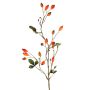 Umělá větev psí růže ZERBST se šípky, oranžovo-červená, 80cm