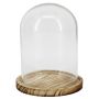 Skleněná kopule DANILLA s mramorovaným dřevěným podstavcem, čirá, 14,5cm, Ø11,5cm