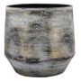 Keramický květináč SEJAL, kropenatý, šedozlatý, 17cm, Ø19cm
